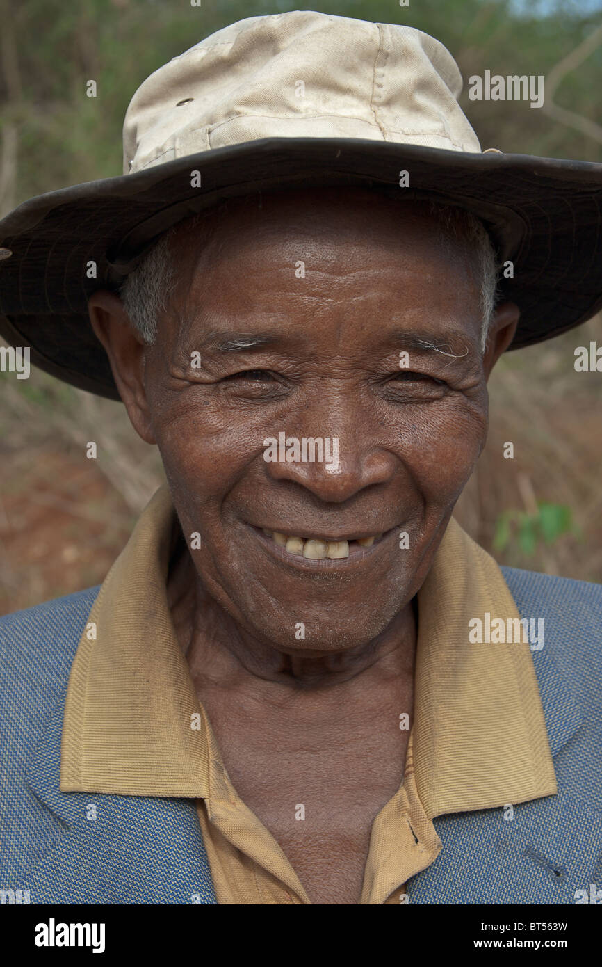 Portrait, elderly man, Madagascar Stock Photo