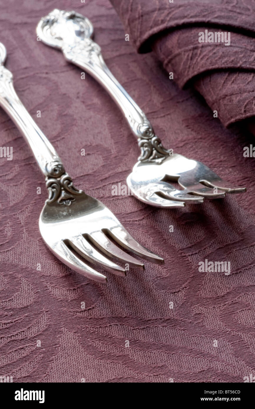 Close-up of Fork Tines Stock Photo