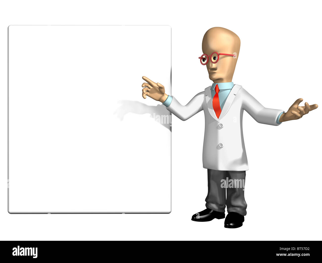 Cartoon professor pointing to a blank sign with room for your text Stock Photo