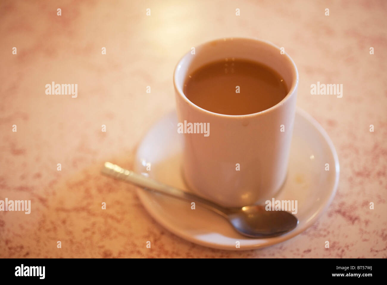Cup of strong tea (also known as builders tea) in a 'greasy spoon' caf