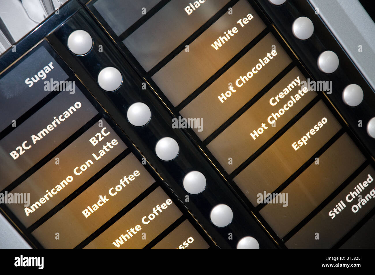 Vending machine panel showing buttons and drink choices Stock Photo - Alamy