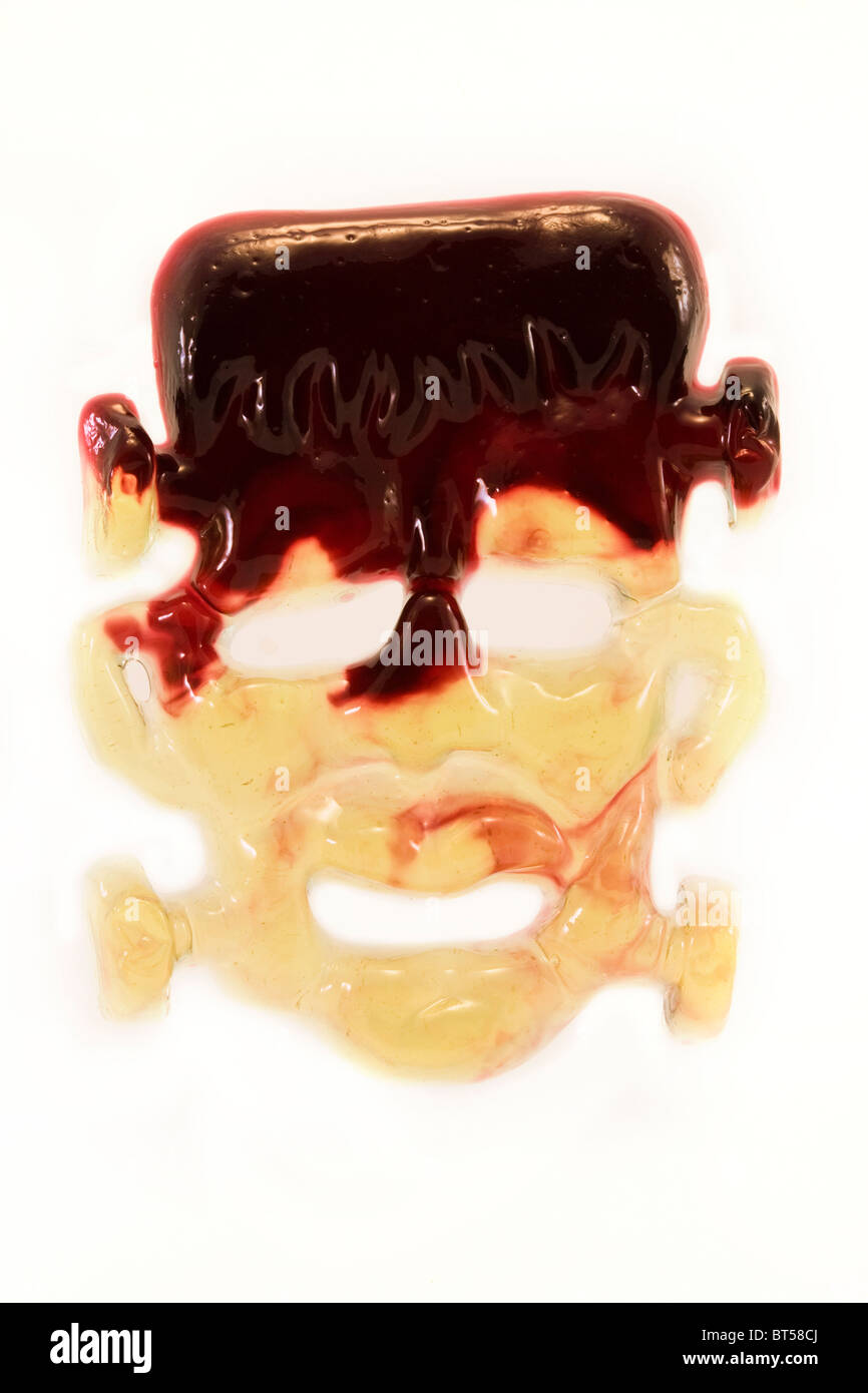 jelly Frankenstein head sweet isolated over white Stock Photo