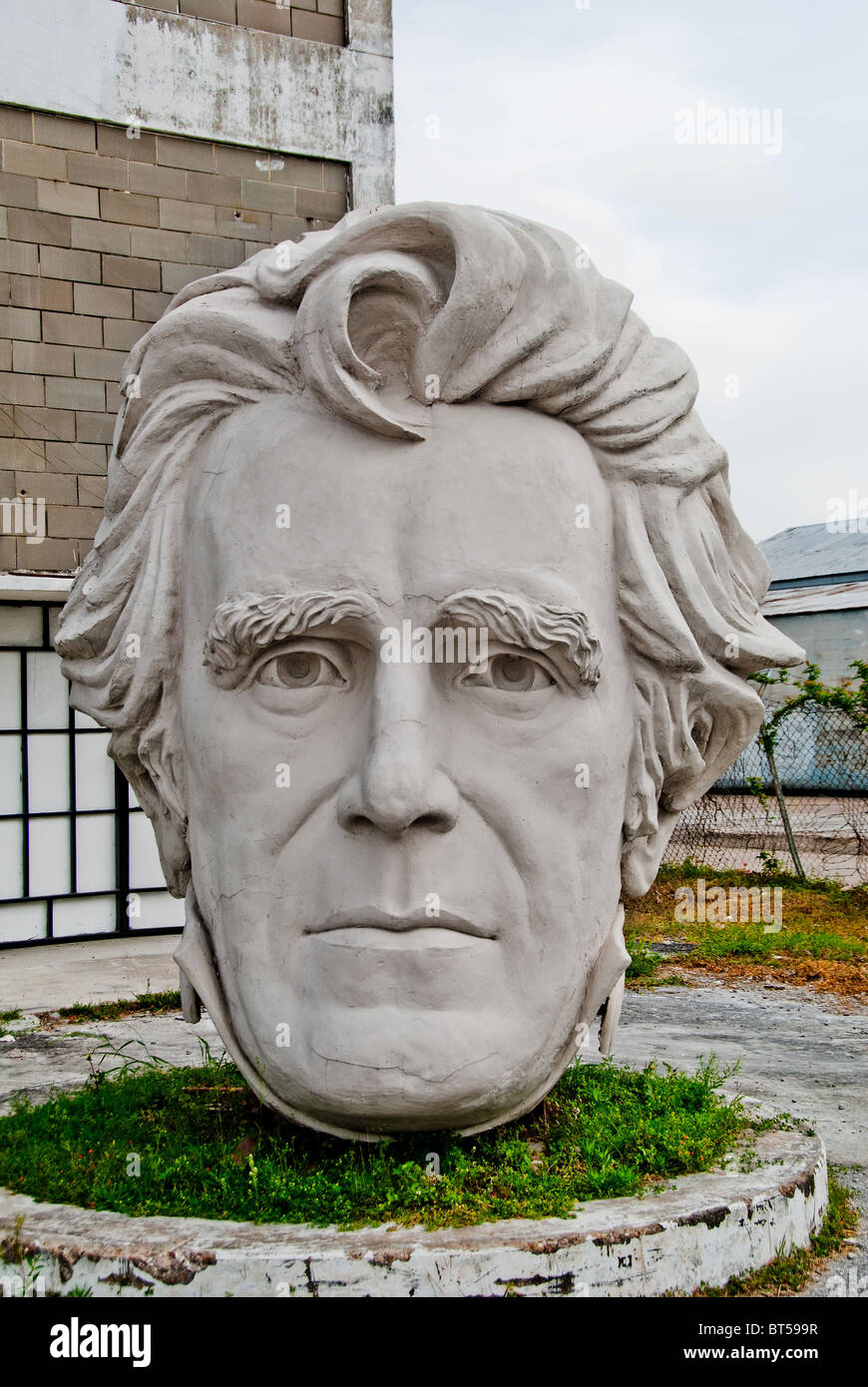White concrete sculpture of Andrew Jackson (7th US President) at David Adickes Sculpturworx Studio in Houston, Texas, USA Stock Photo