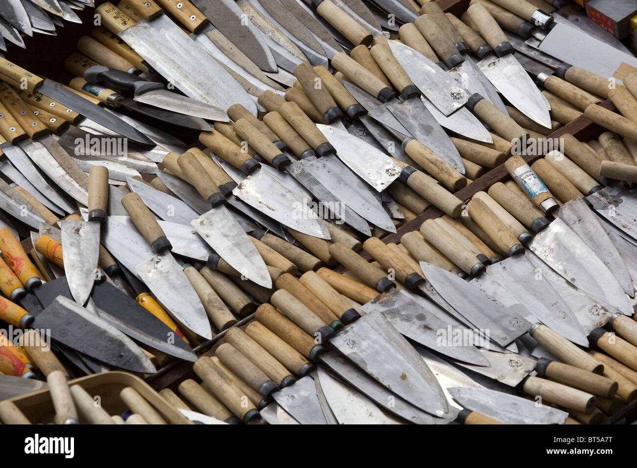 Knife Stall Jagalchi Fish Market Busan South Korea Stock Photo