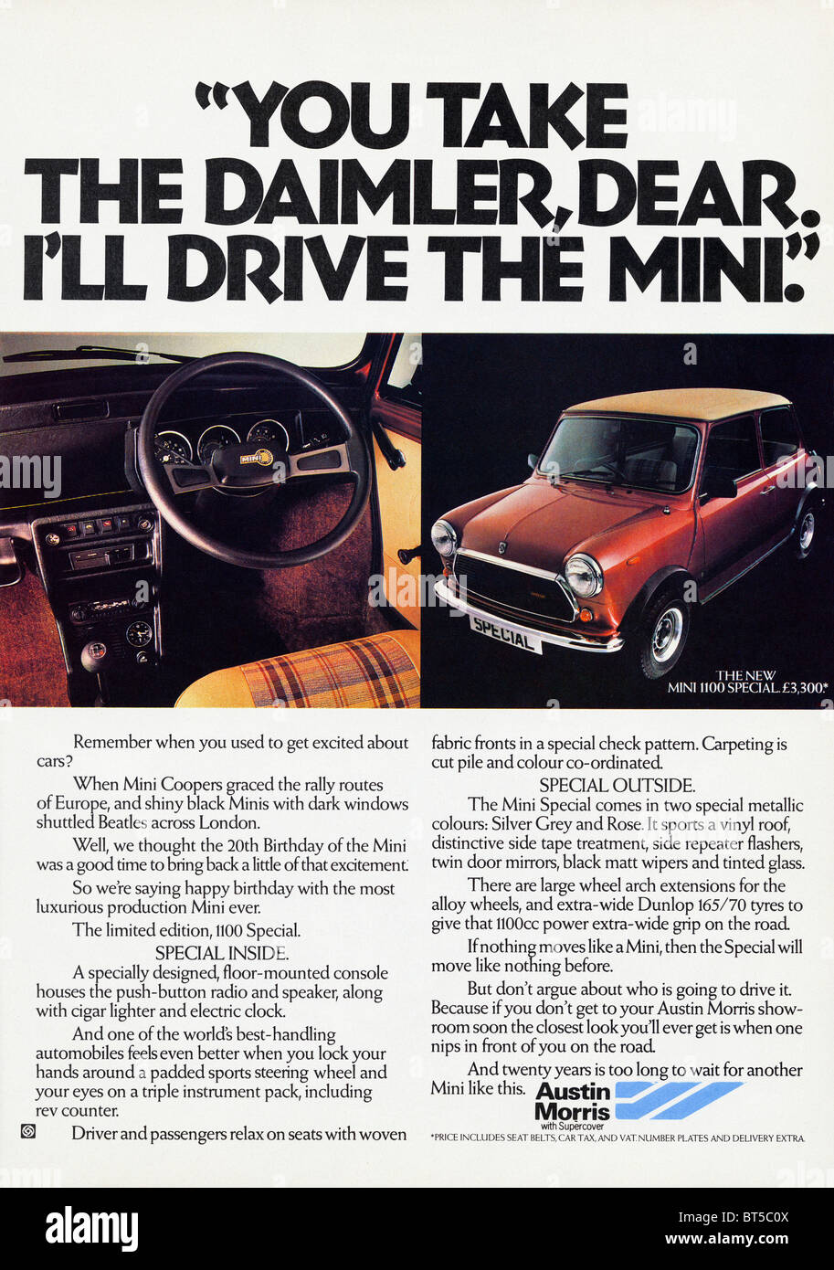 Classic advert for Austin Morris Mini car in magazine dated September 1979 Stock Photo