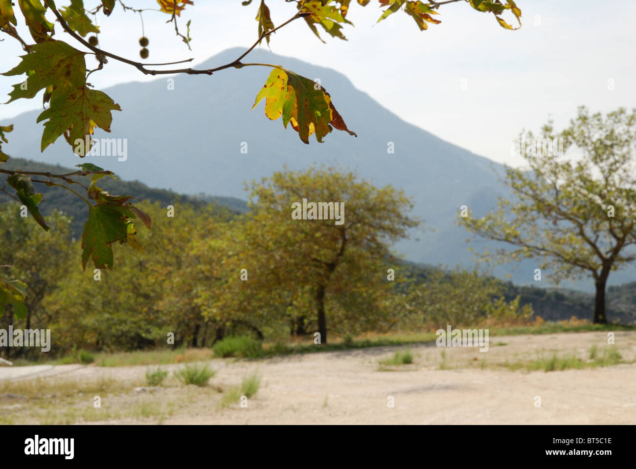Mountain scenery between Voutsaras and Klimatia on the E92 near to Ioannina, Epirus, Greece Stock Photo