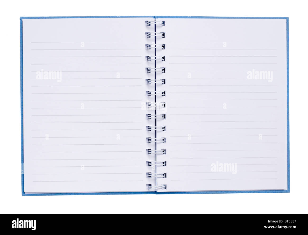 Blue Hard Cover Book pages diary ledger elevated view Stock Photo