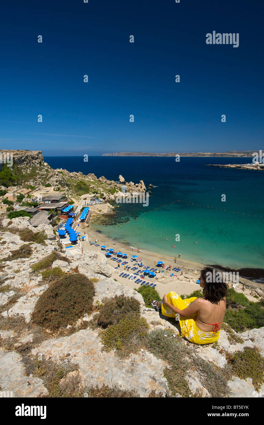 Cirkewwa Bay, Paradise Beach, Malta Stock Photo