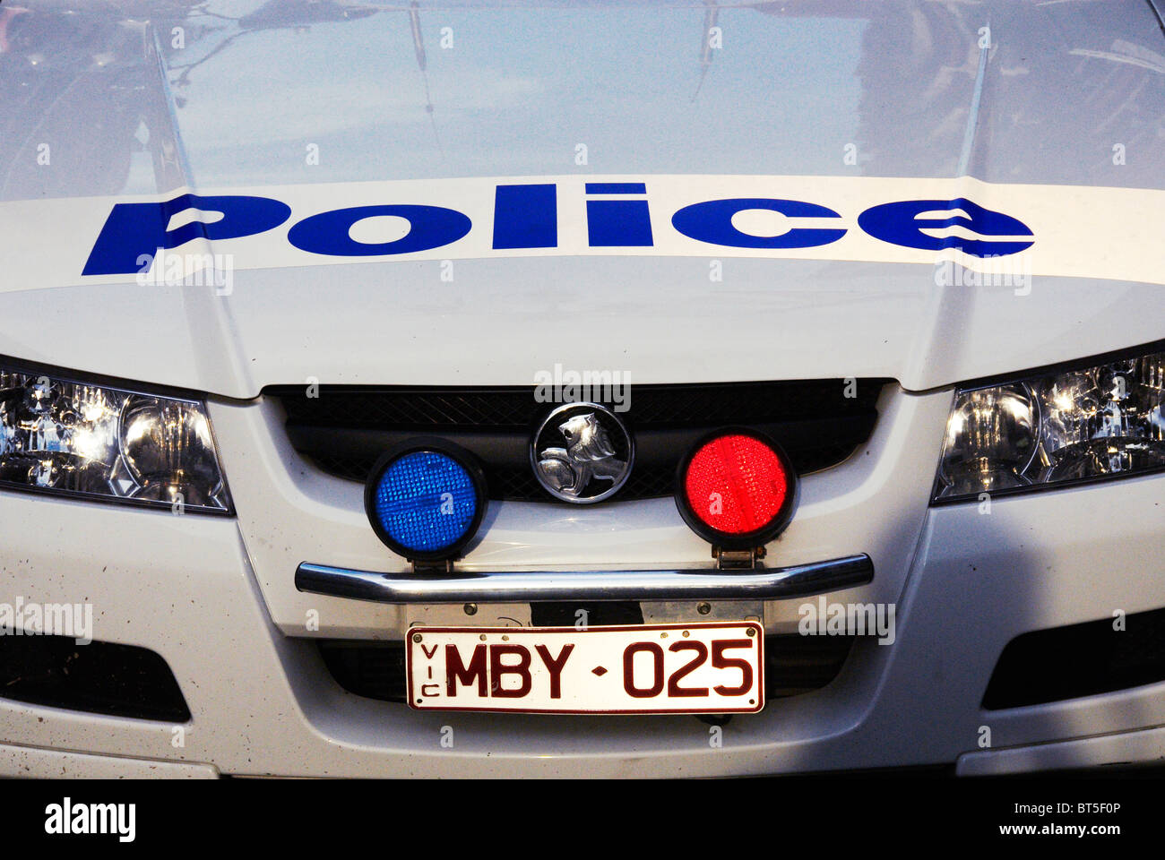 Close-up of police car in Melbourne Stock Photo