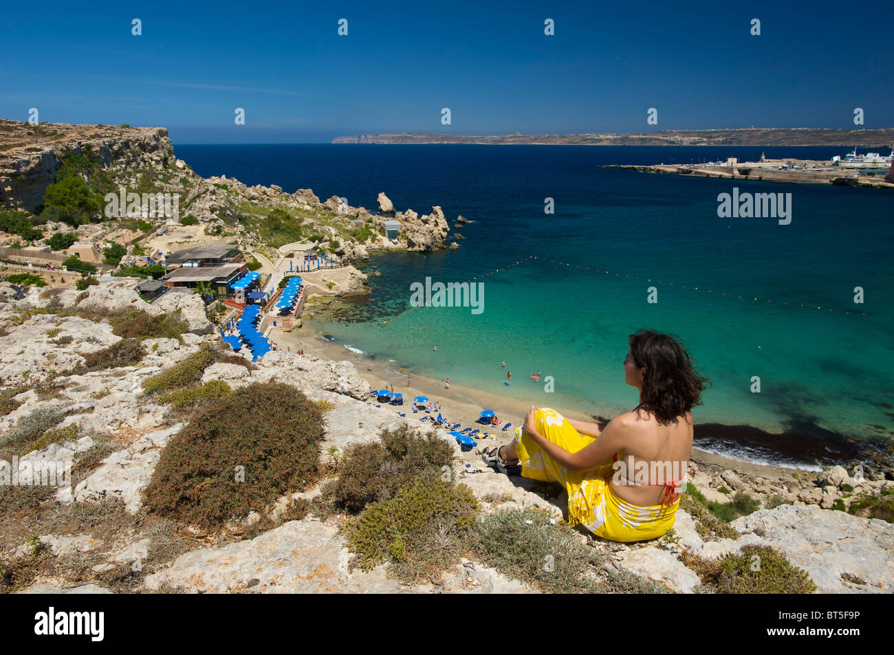 Cirkewwa Bay, Paradise Beach, Malta Stock Photo