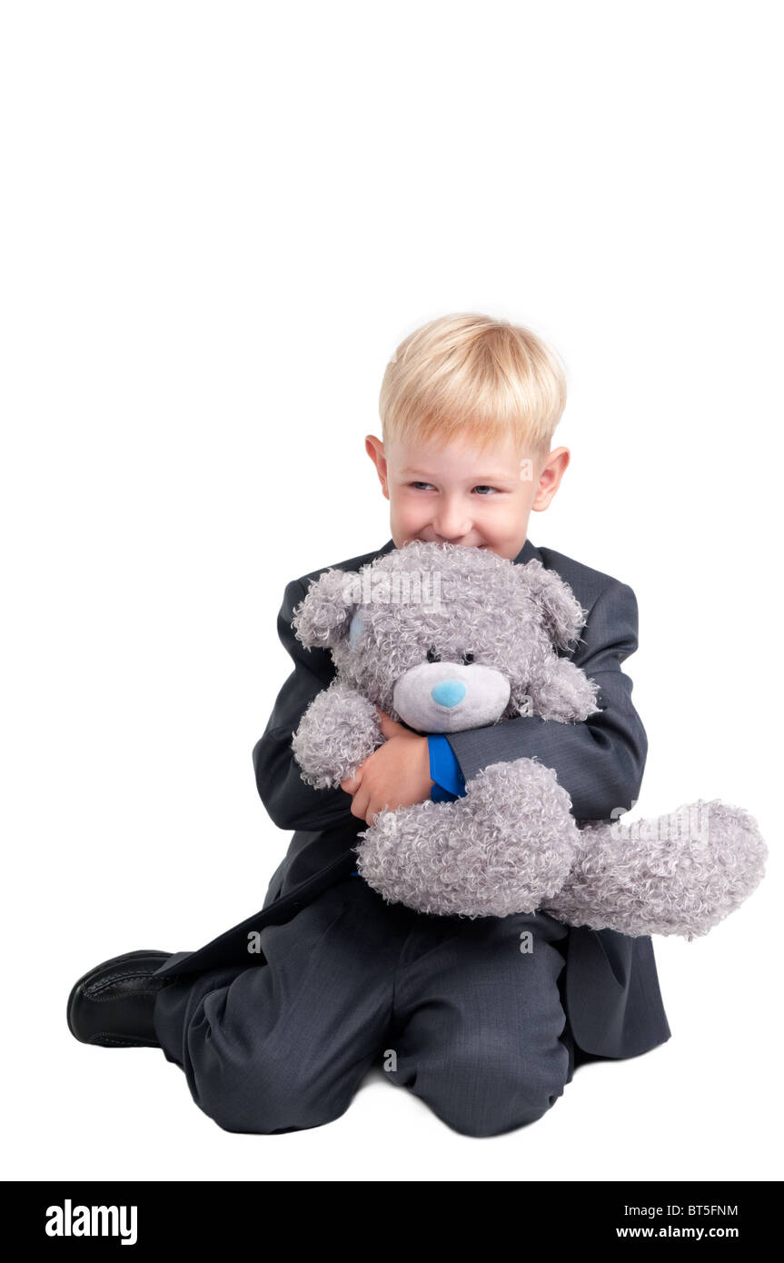 Small boy with his teddy bear Stock Photo - Alamy