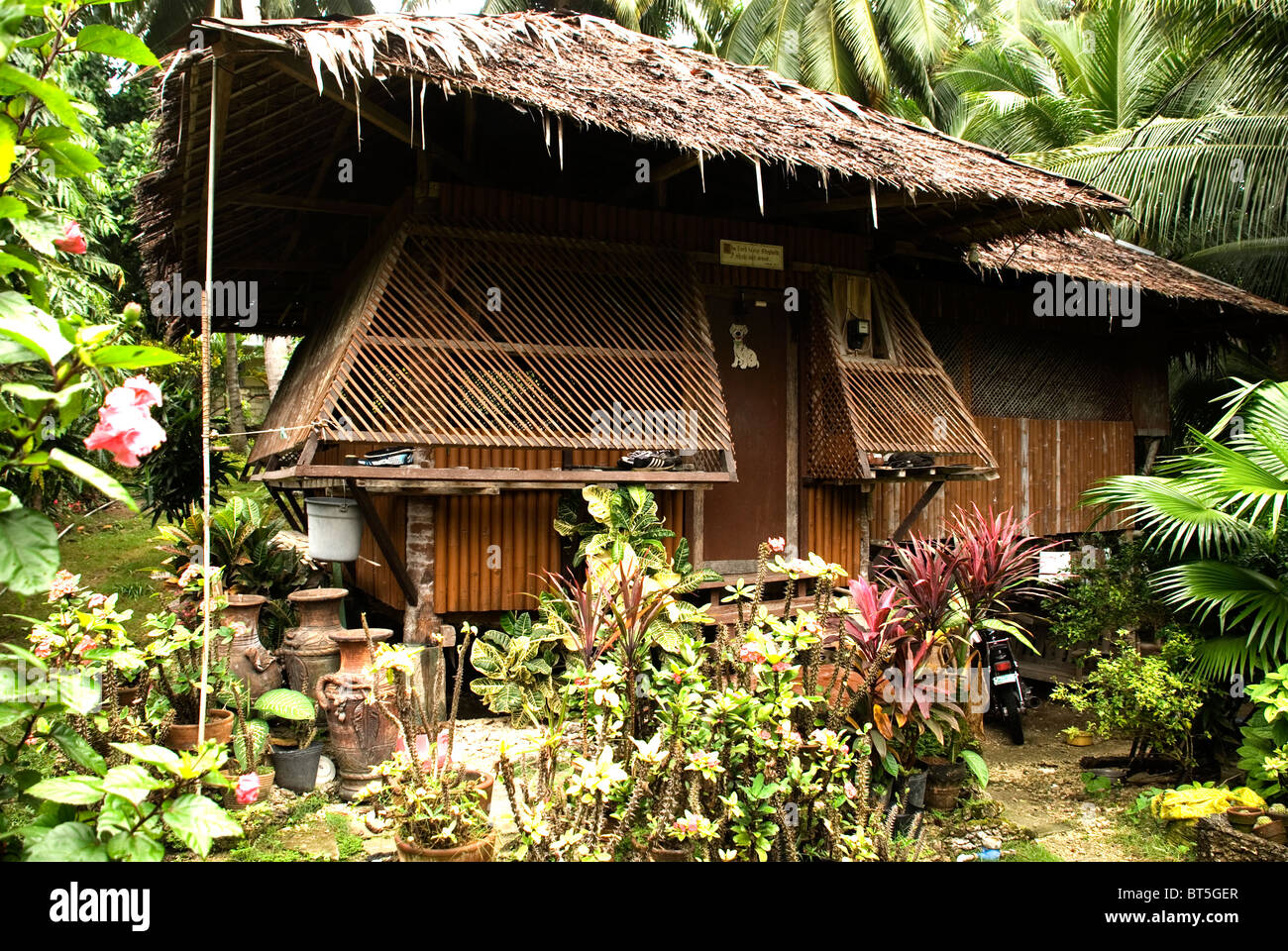 philippines, siquijor island, larena town, old wooden house Stock Photo
