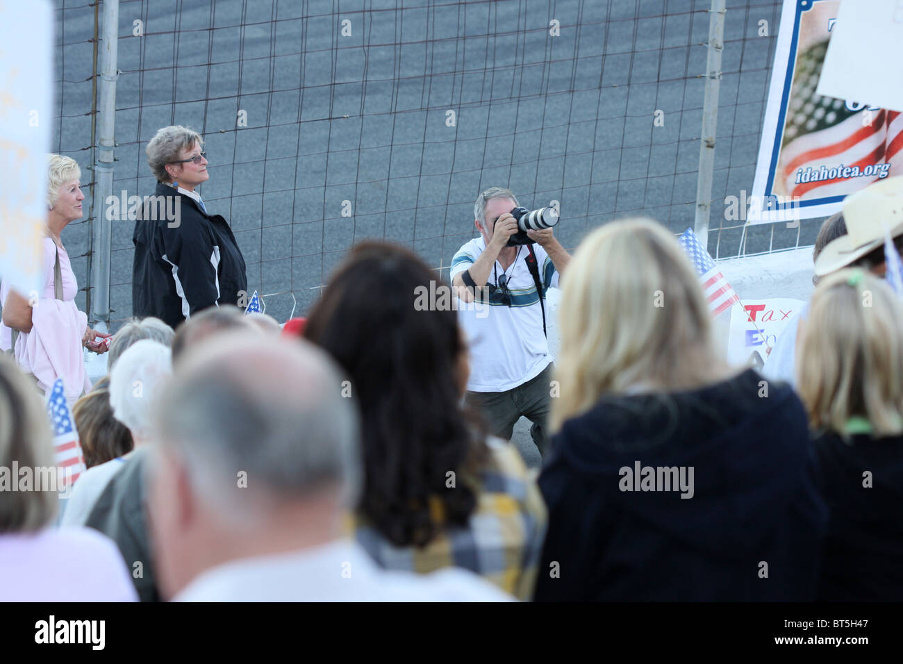Local news photographer at TEA Party rally at Stateline, Idaho