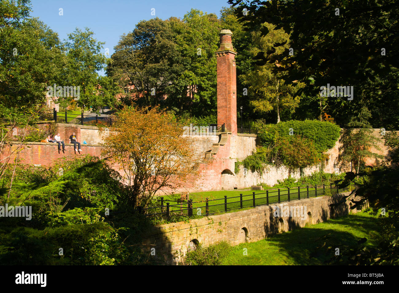 Landscaped ruins of an old iron works at Park Bridge, Ashton under Lyne