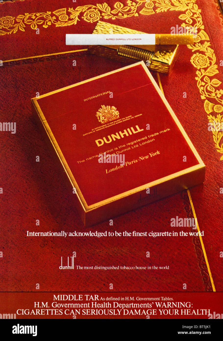 Advert for Dunhill cigarettes in magazine dated September 1979 Stock Photo