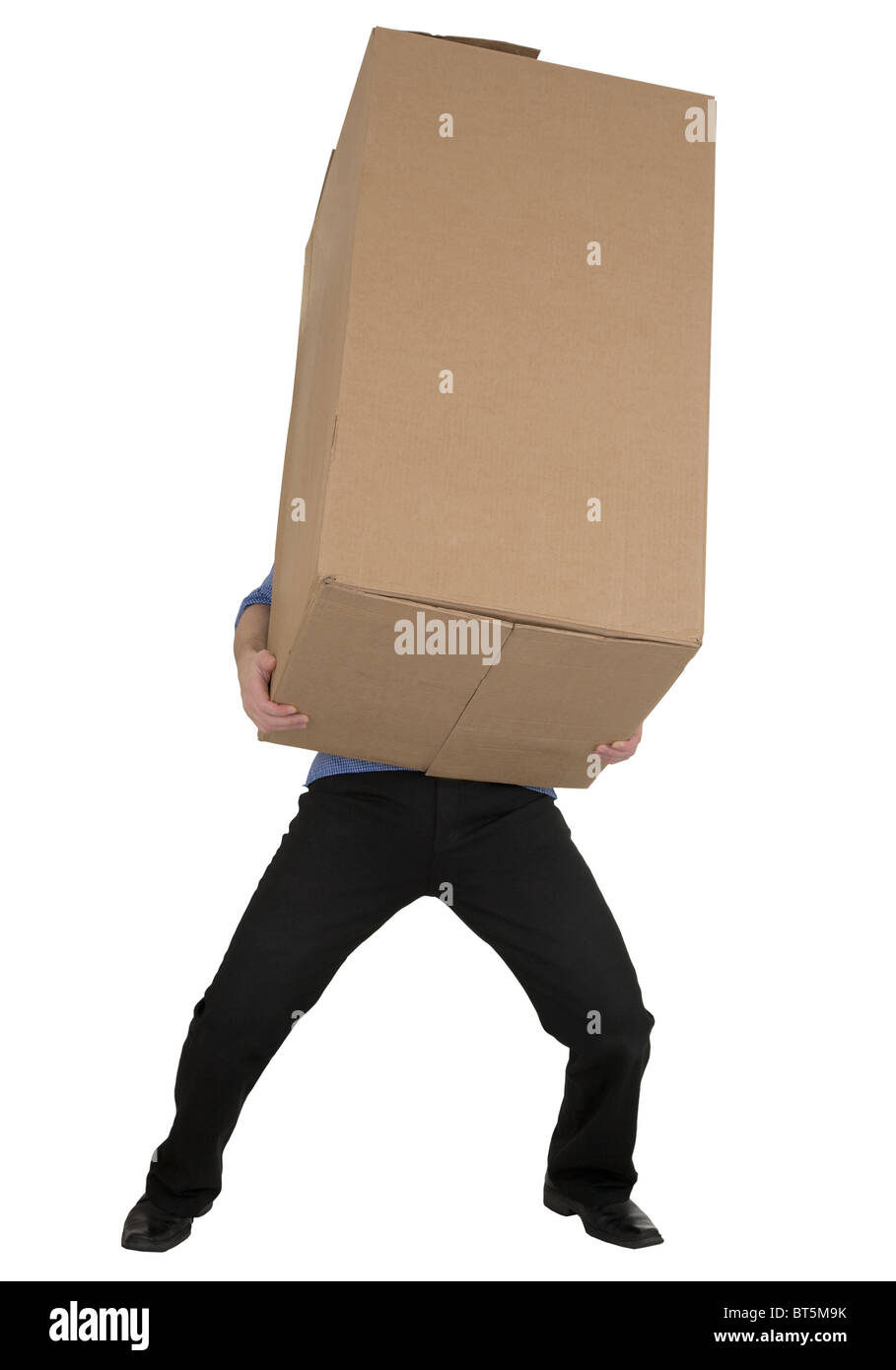 Man and big carton boxes on white Stock Photo - Alamy