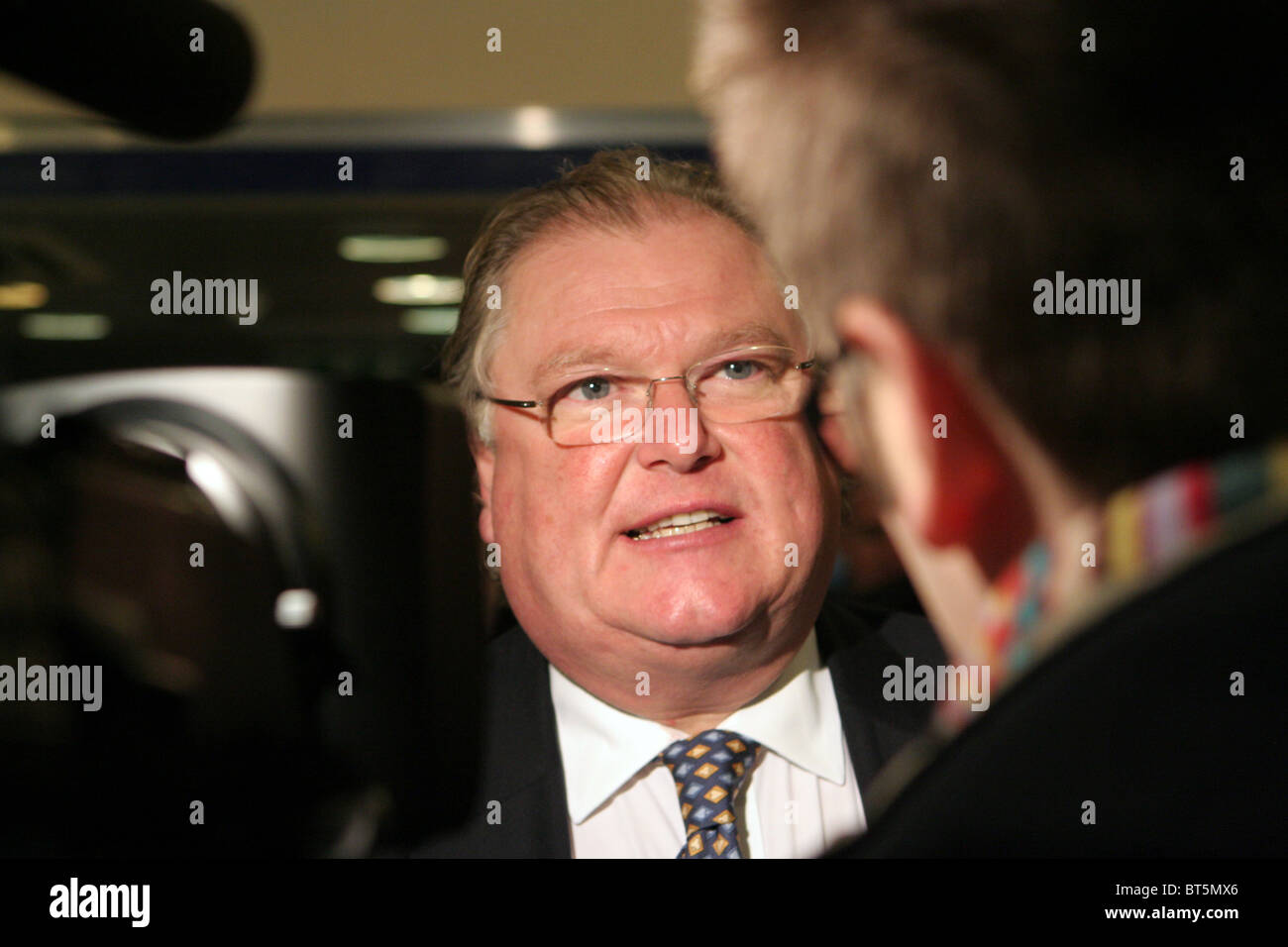 Lord Digby Jones interviewed on day UK Coalition Government announced its Comprehensive Spending Review, Warwick, England, UK Stock Photo