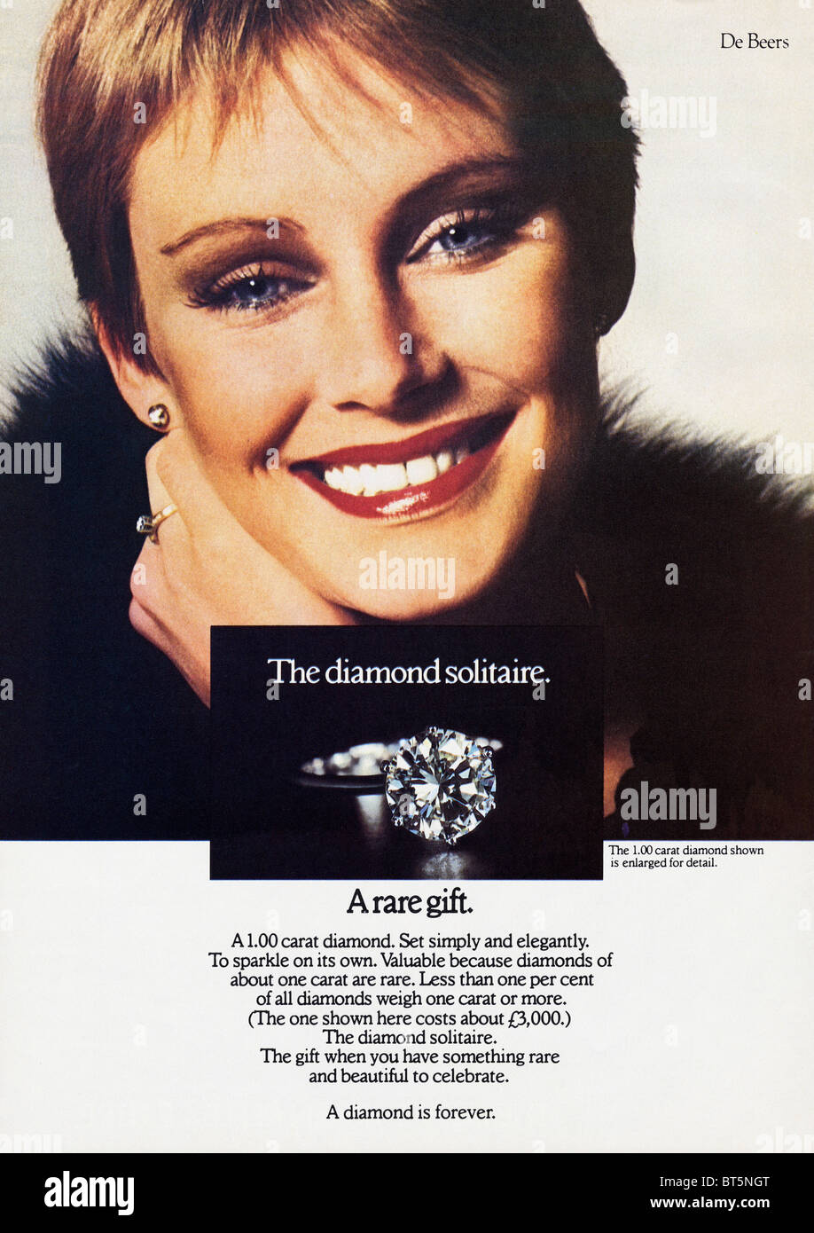 De Beers Diamonds Print Ad Original Rare Vtg 1950s Dove Columba