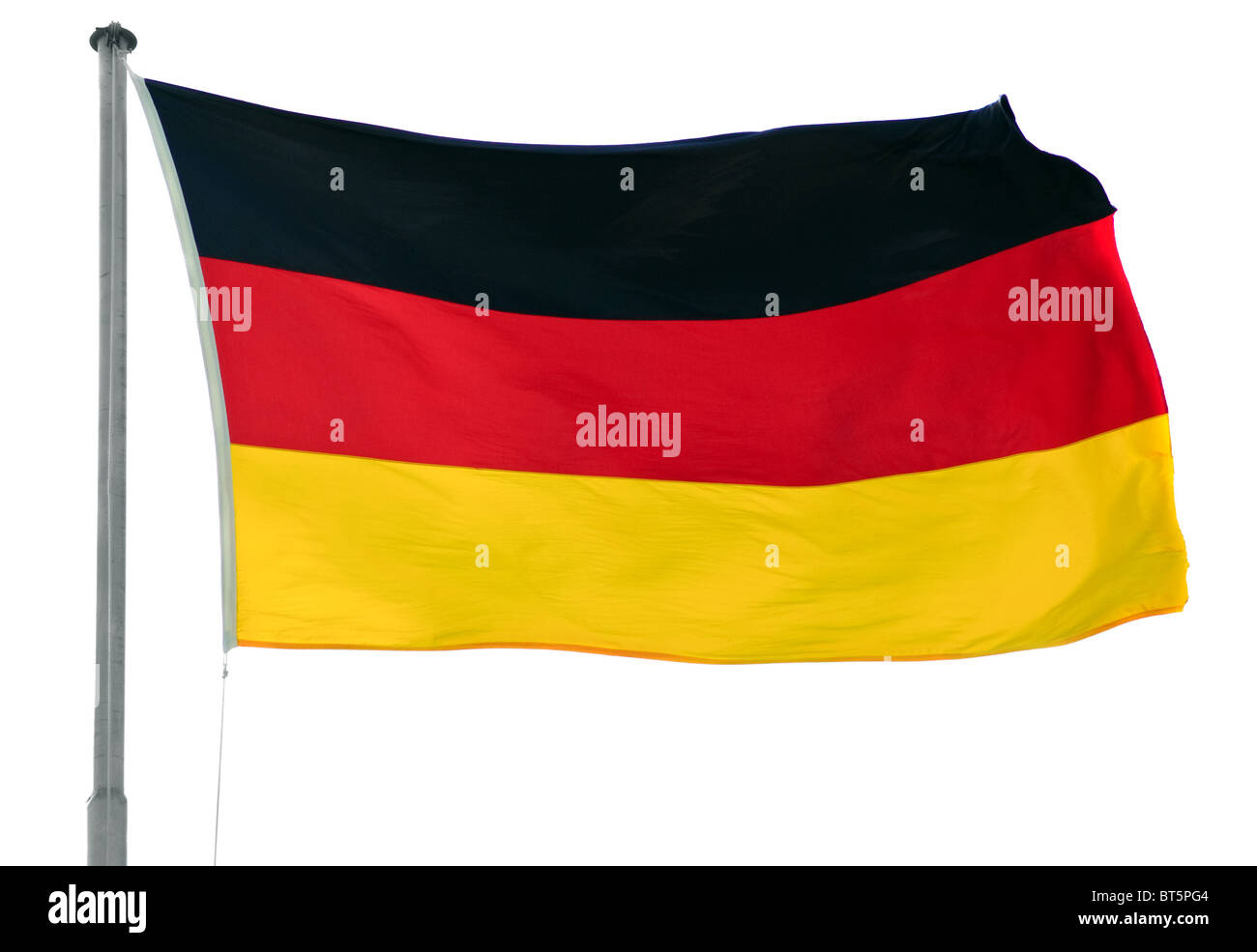 Germany flag in the wind isolated on white Stock Photo