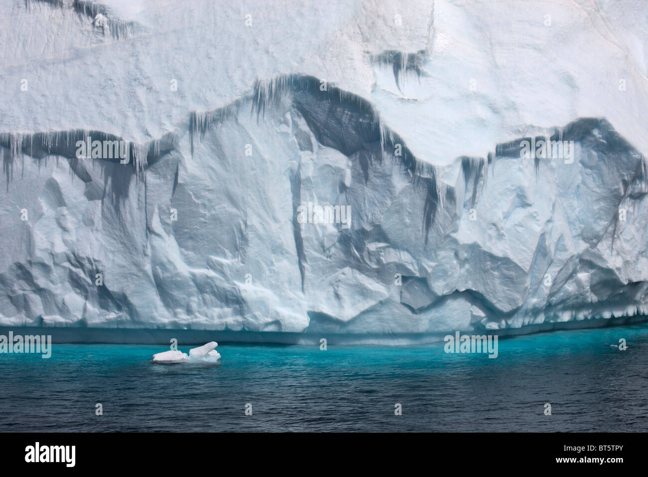 Large floating icebergs near Brown Bluff, Northern tip of the Antarctic Peninsula. Stock Photo