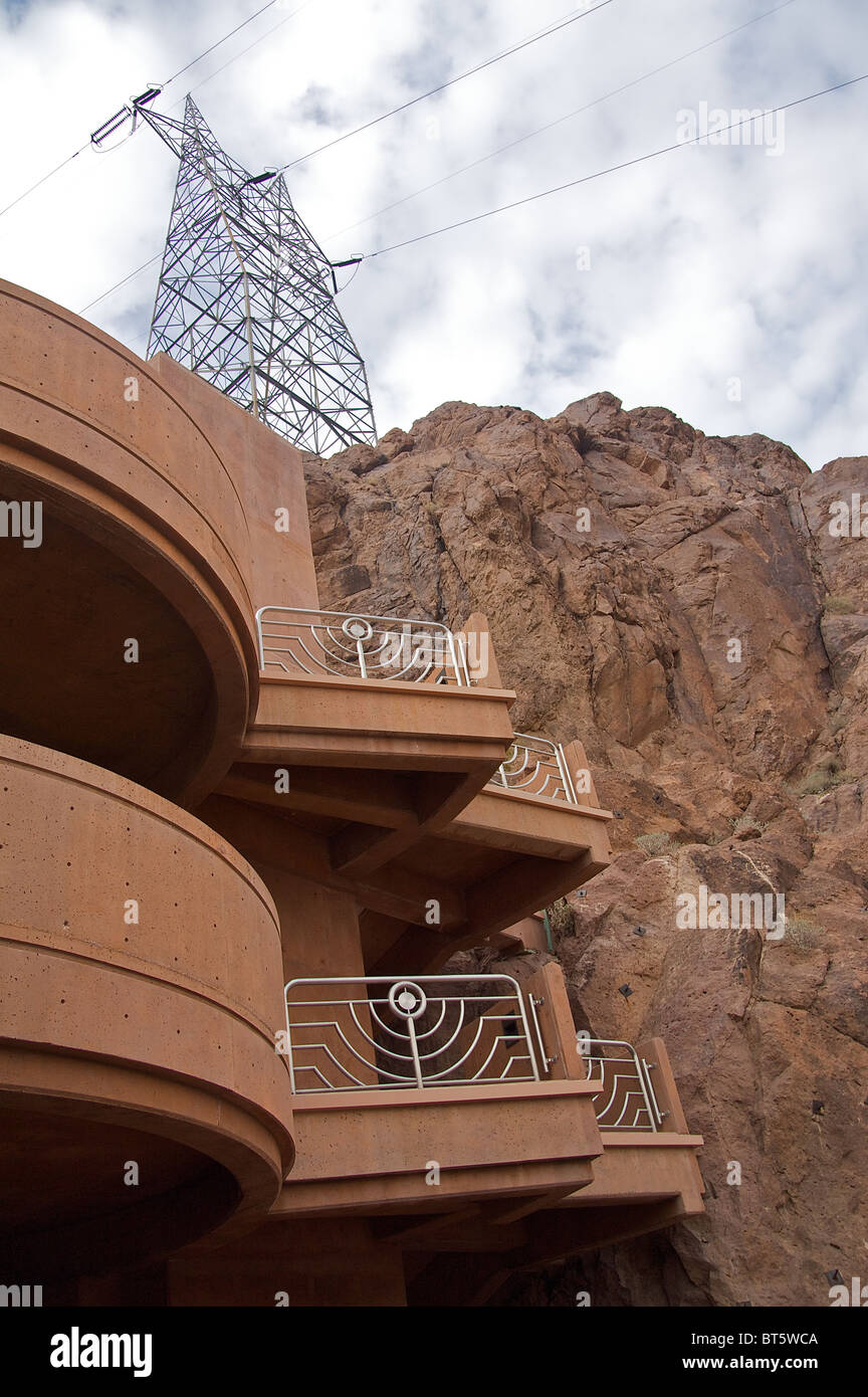 Detail of the parking garage at the Hoover Dam, which is built into the rocky landscape Stock Photo
