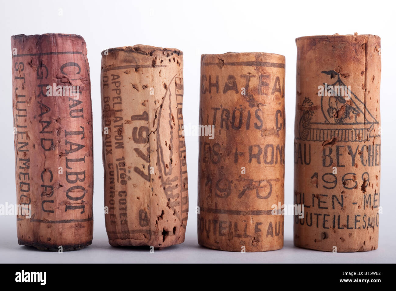 Wine Corks, Bordeaux Estates, White Background Stock Photo Alamy
