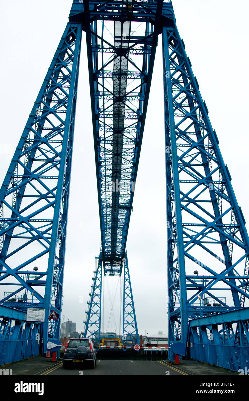 Transporter Bridge Middlesbrough Teesside UK toll bridge blue steel Stock Photo