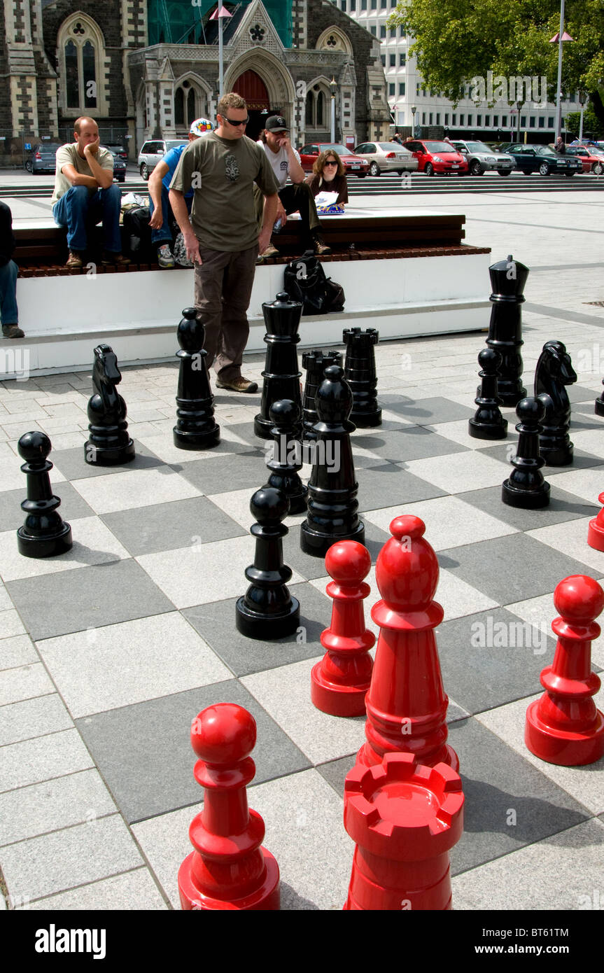 chess board outdoor open air centre square oversize large big red