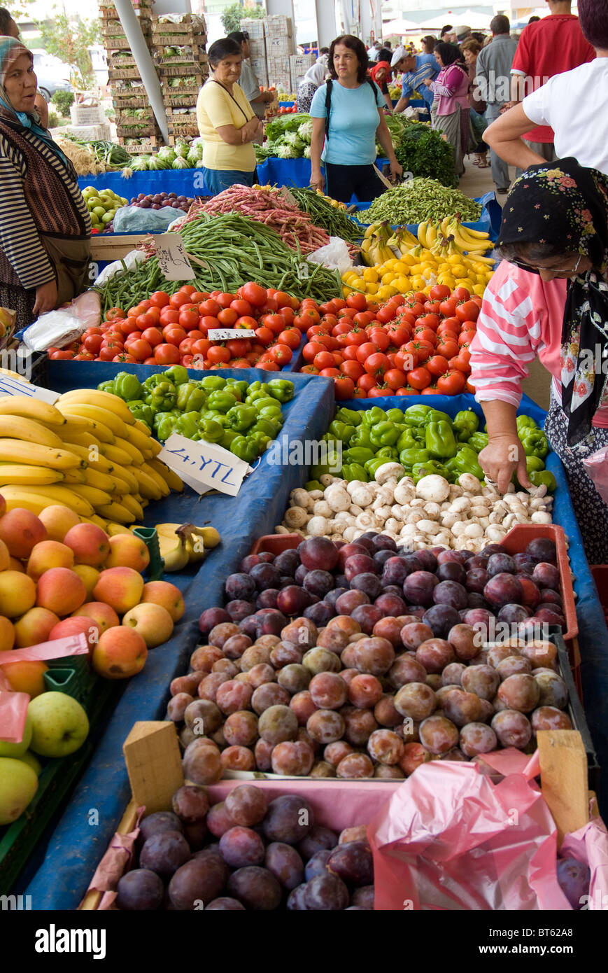 Fresh local market stall turkey produce regional delicacy fruit vegetable market agriculture, asian, background, fruit Stock Photo