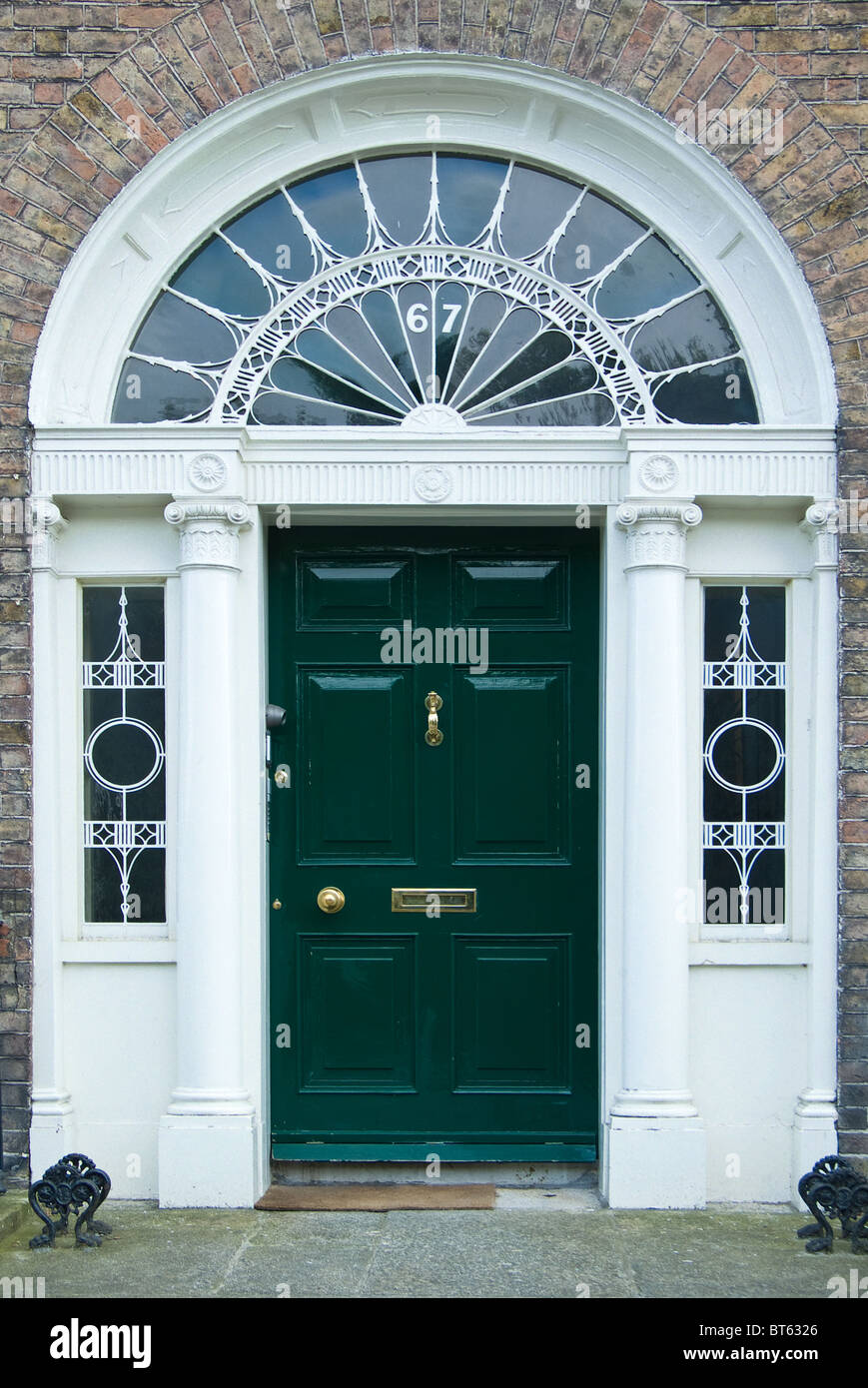 front door Dublin Ireland southern georgian terrace entrance Stock Photo