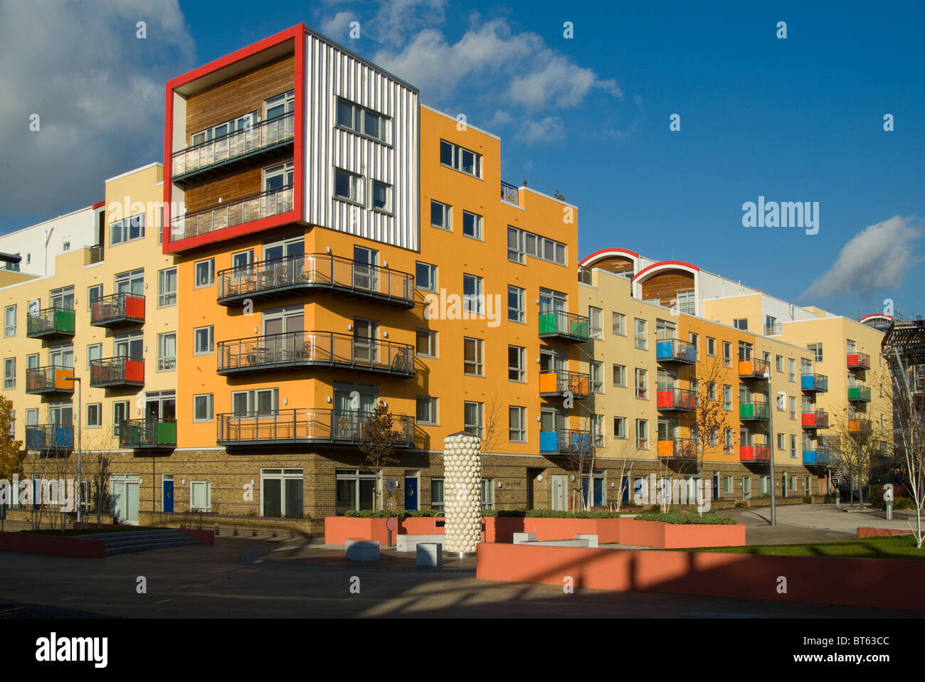 Greenwich London apartment block new housing development primary colour