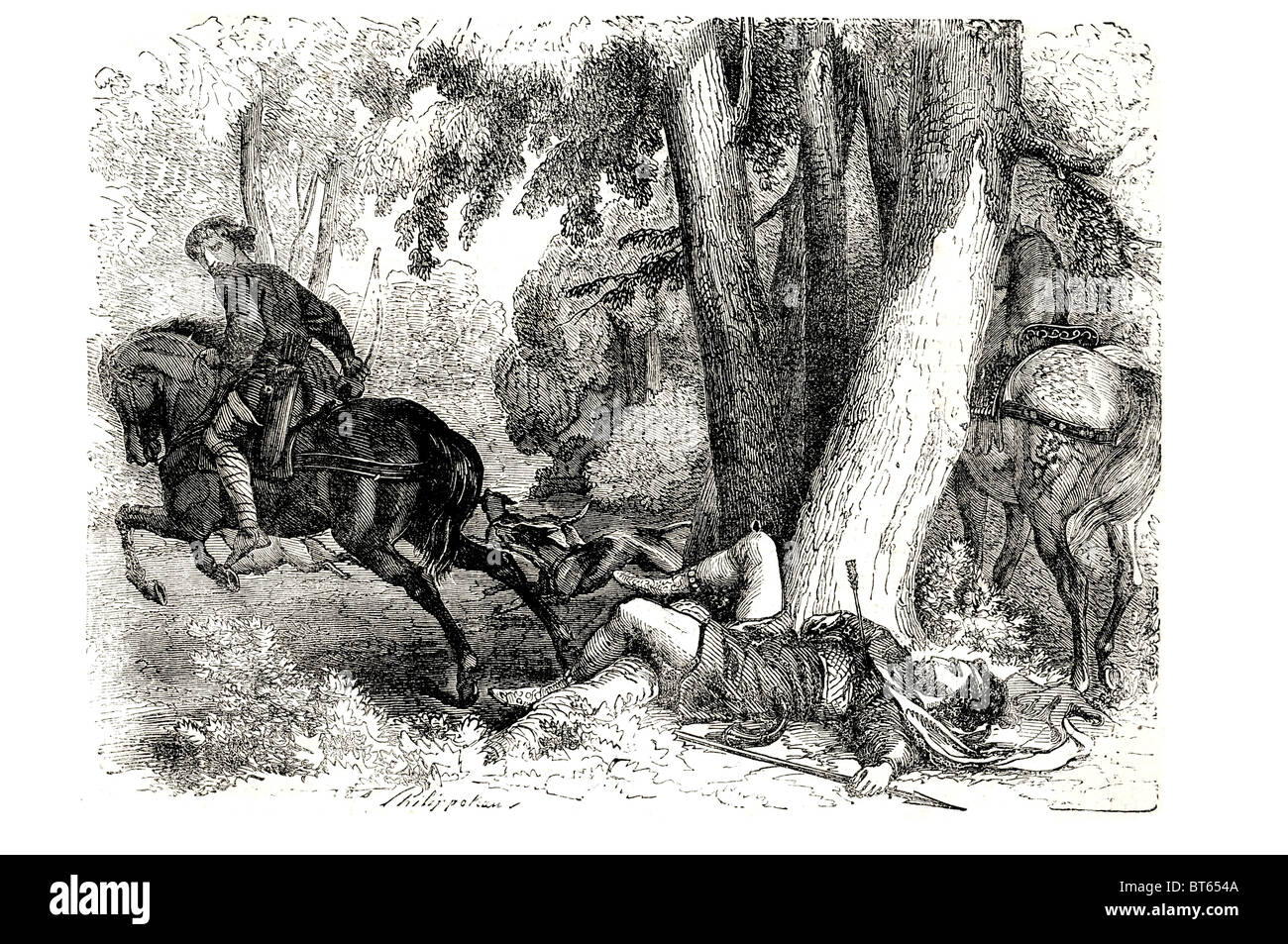death of king william II 2 rufus death  hunting New Forest: ' killed arrow lung, On a bright August day in 1100, William organis Stock Photo