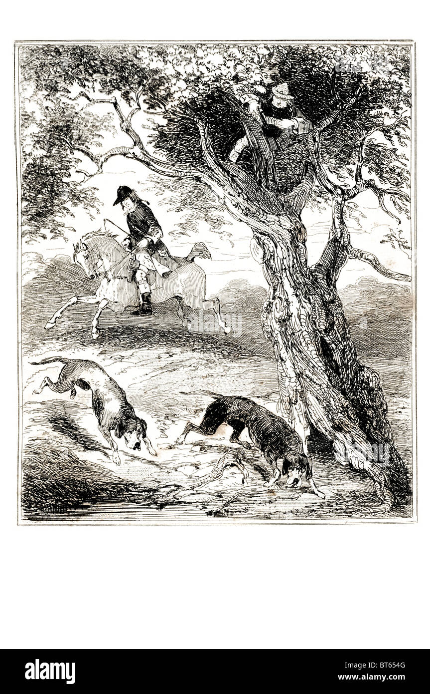 dick turpin hunted by bloodhounds dog Richard Turpin 1705 – 7 April 1739 English highwayman  exploits romanticised execution  Yo Stock Photo