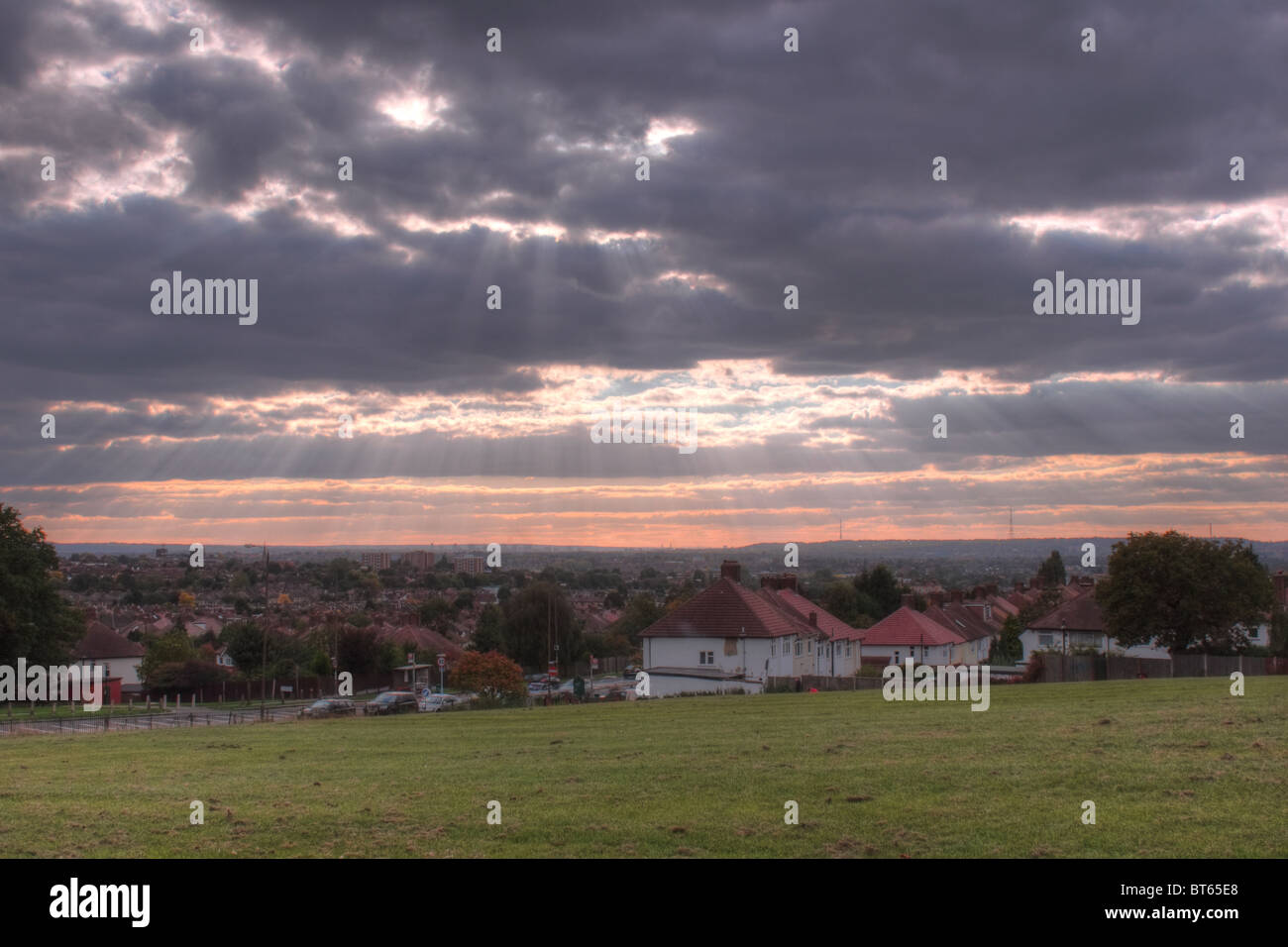 South East London from Oxleas Woods, Shooters hill, London Stock Photo