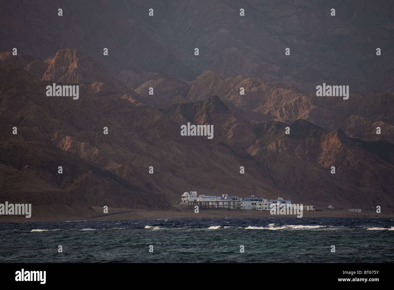 hotel and mountains in Dahab, Sinai, Egypt n, Africa Stock Photo