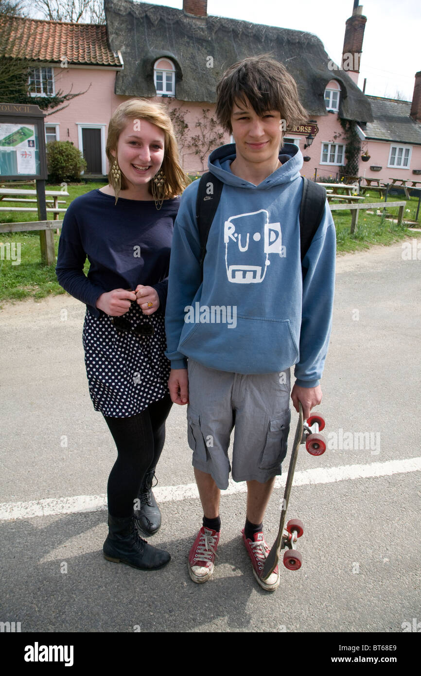 Teenagers brother sister twins stand together Stock Photo Alamy