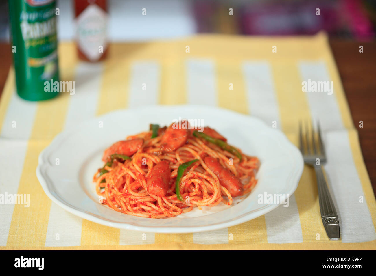 Napolitan spaghetti Stock Photo
