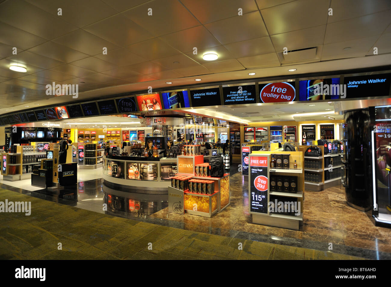 Duty Free shops in Changi Airport, Singapore Stock Photo