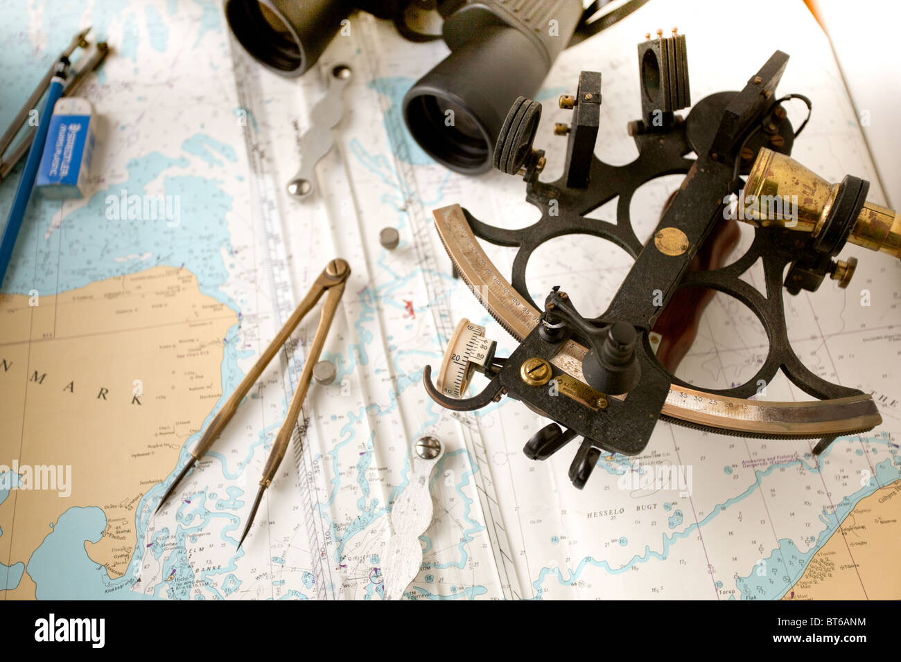 Marine navigation instruments Stock Photo