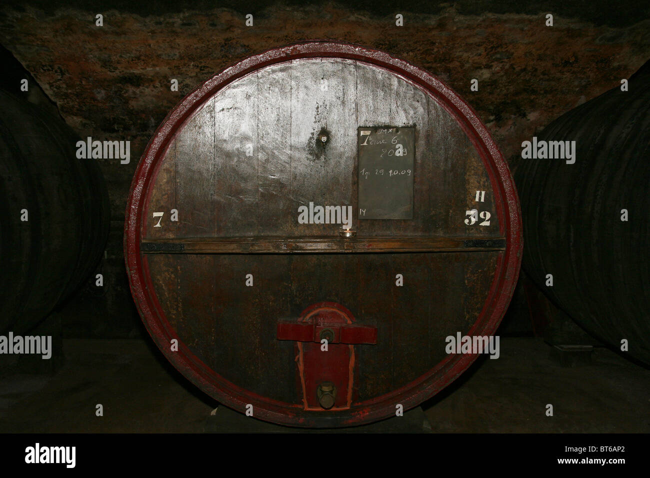 wine cellar at Château des Jacques in Beaujolais France Stock Photo