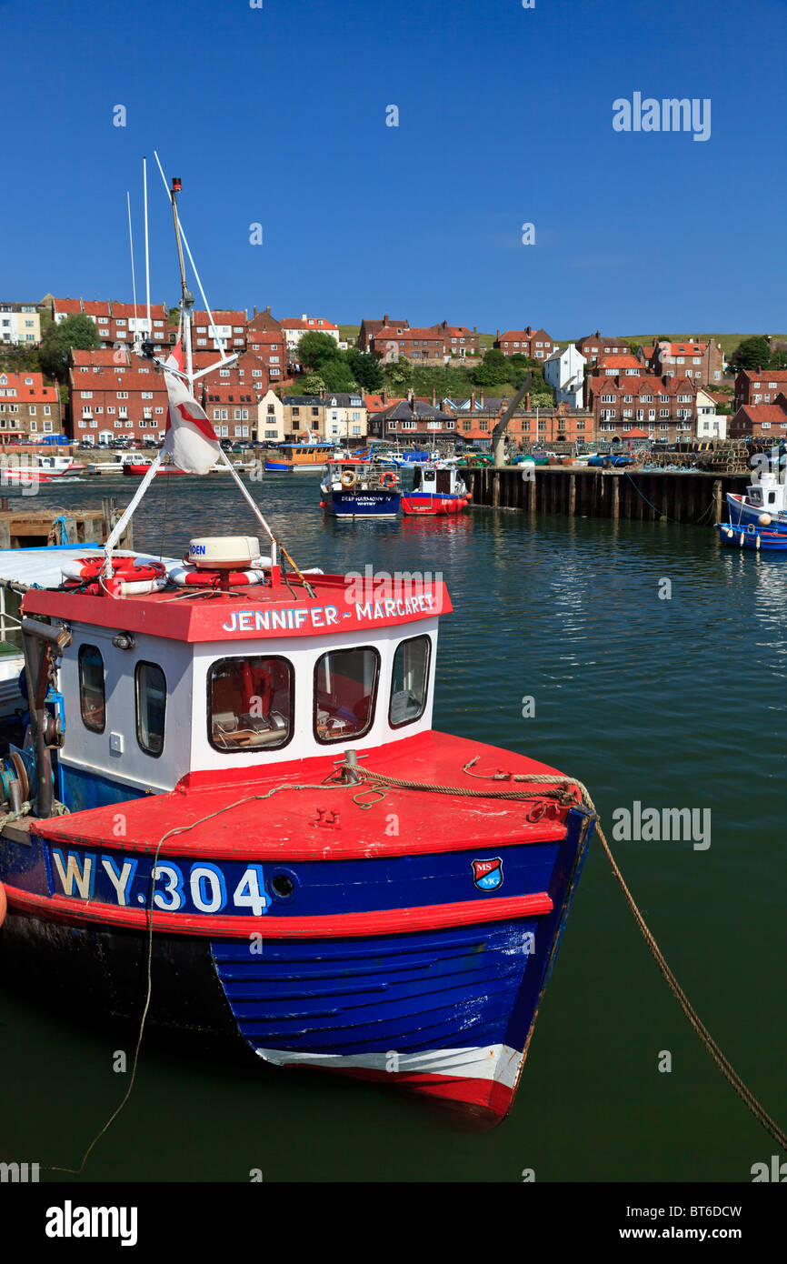 Fishing boats in the upper harbor at Whitby Stock Photo Alamy