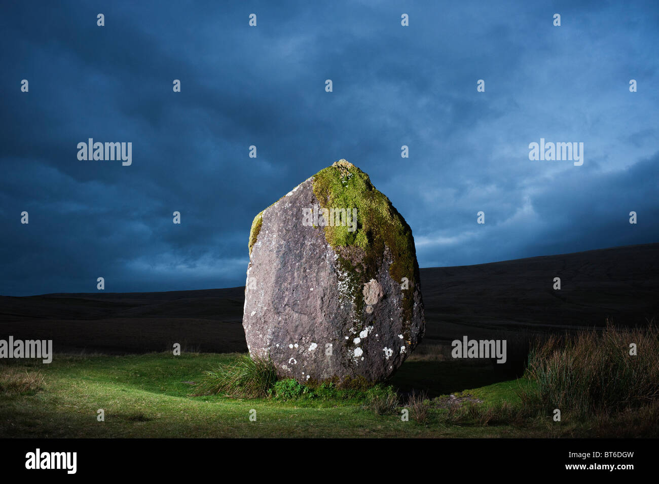 Maen Llia standing stone; Brecon Beacons national park; Wales Stock Photo