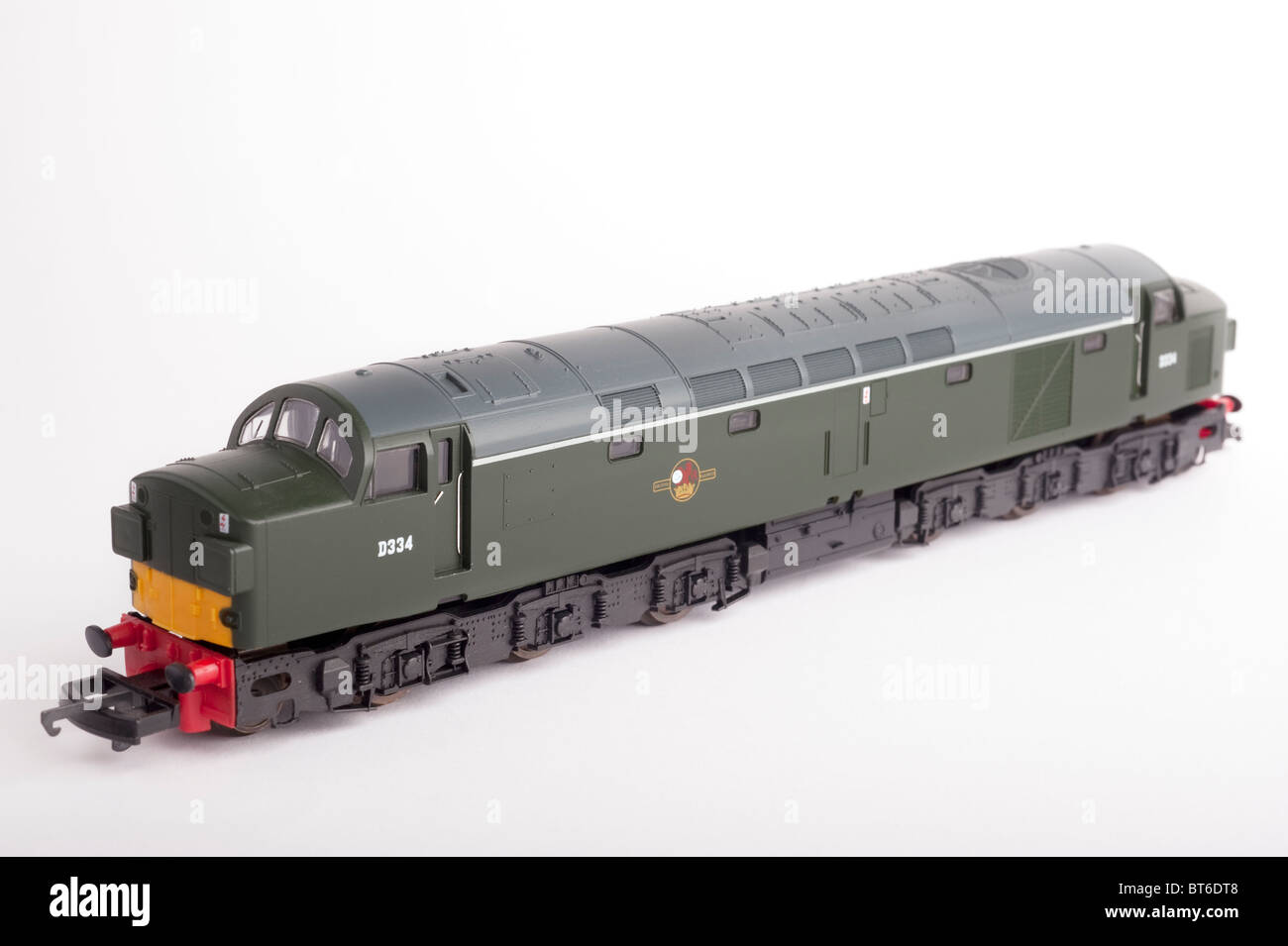 Class 40 Diesel Locomotive, BR Green Livery, White Background Stock Photo