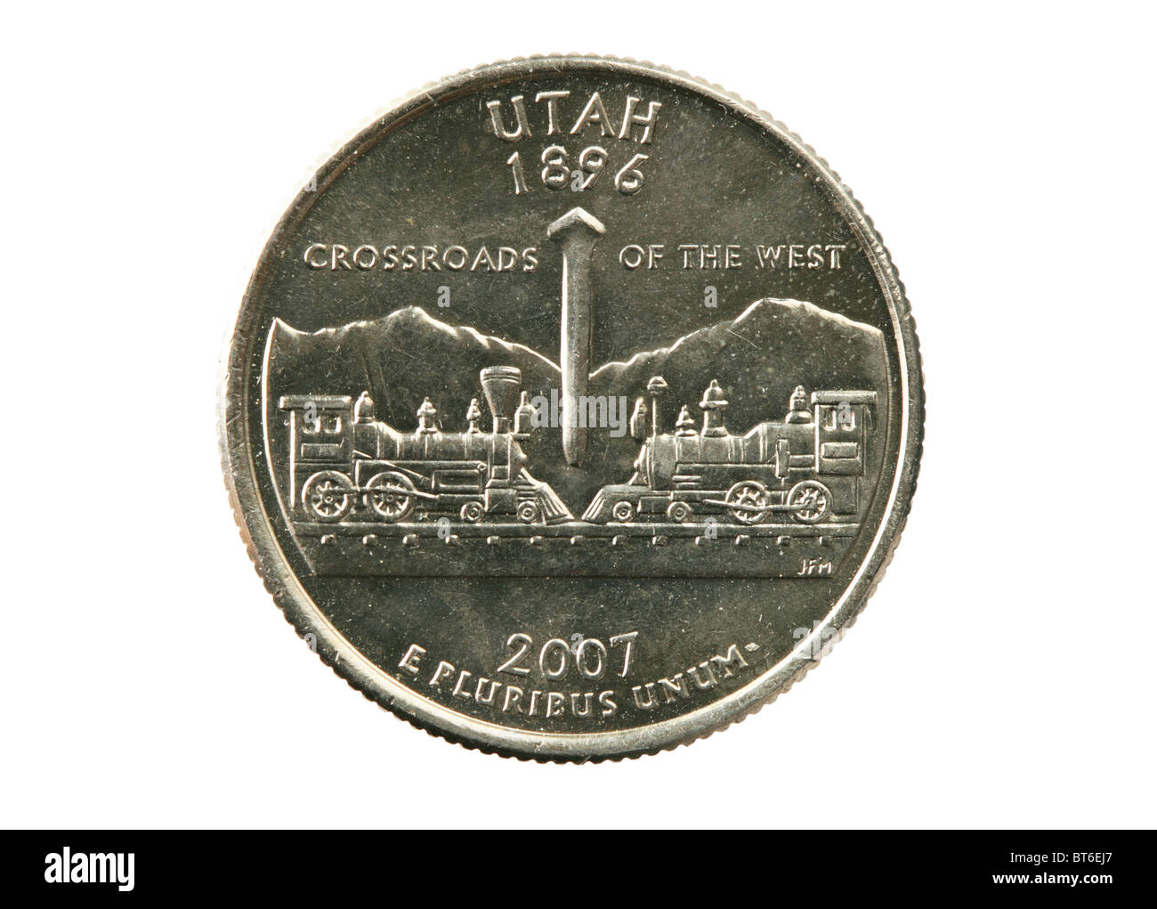 Utah state quarter isolated on white background Stock Photo
