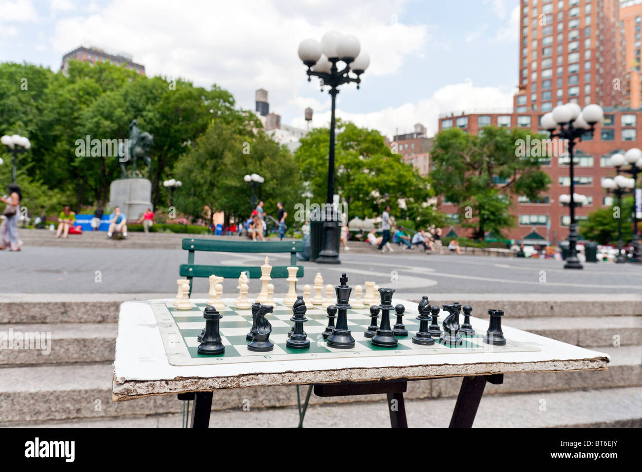 Chess game in Union Square Park in New York City played with life size  pieces Stock Photo - Alamy