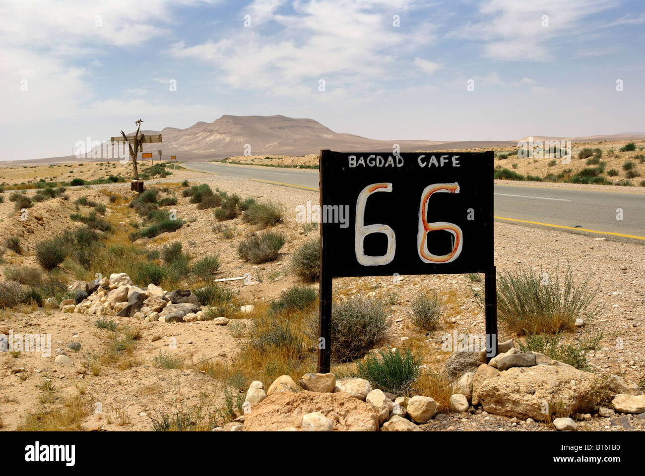 Cafe sign between Damascus and Palmyra, Syria Stock Photo