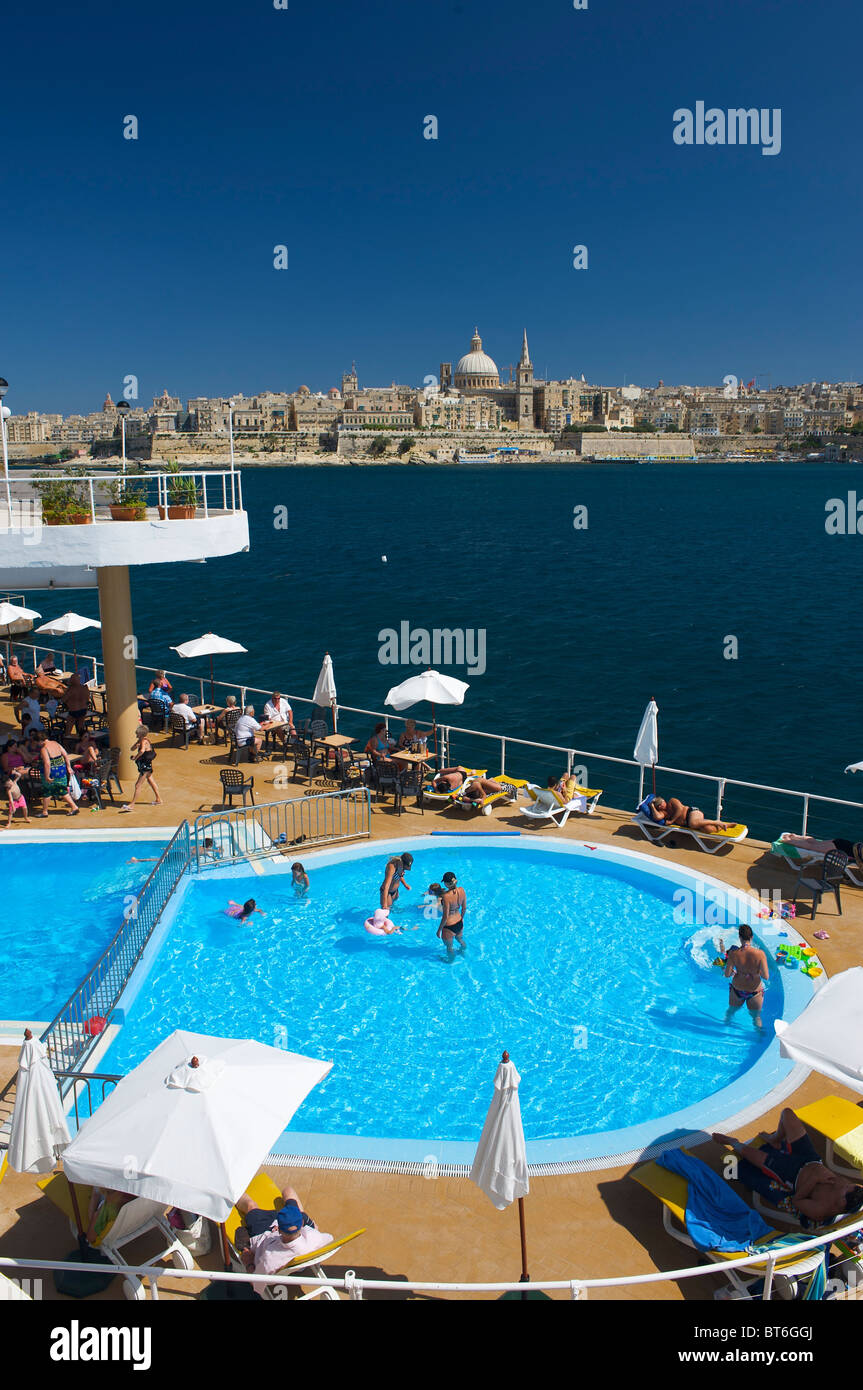 Hotel swimming pool in Sliema, Valletta, Malta Stock Photo Alamy