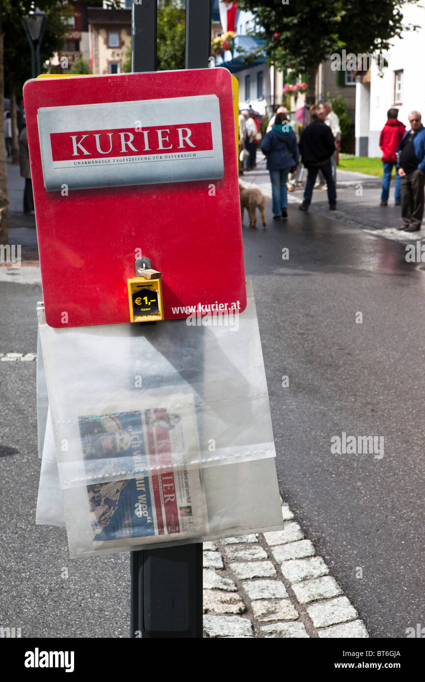 Kurier Newspaper Selling box on the street, Tyrol, Austria Stock Photo