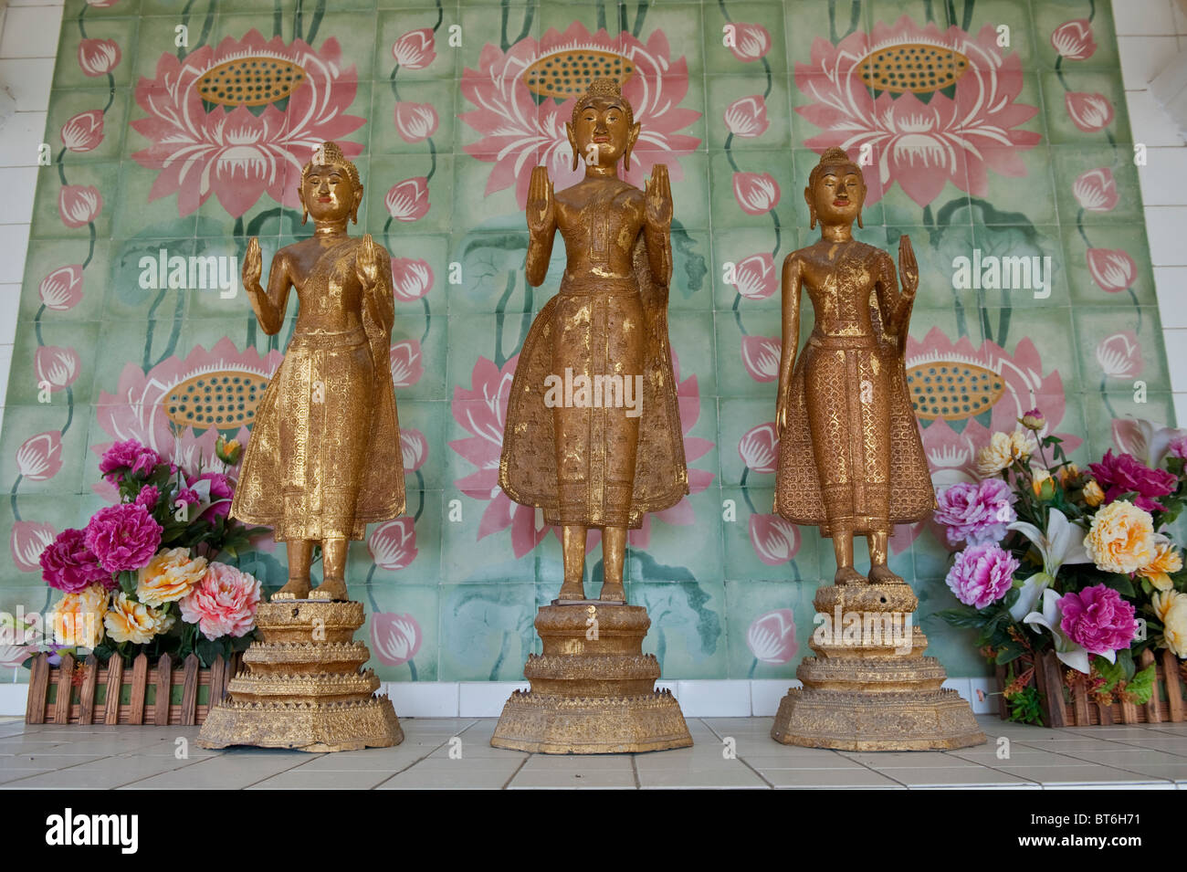 Altar in the Pagoda of 10,000 Buddhas. Kek Lok Si Temple in Penang, Malaysia Stock Photo