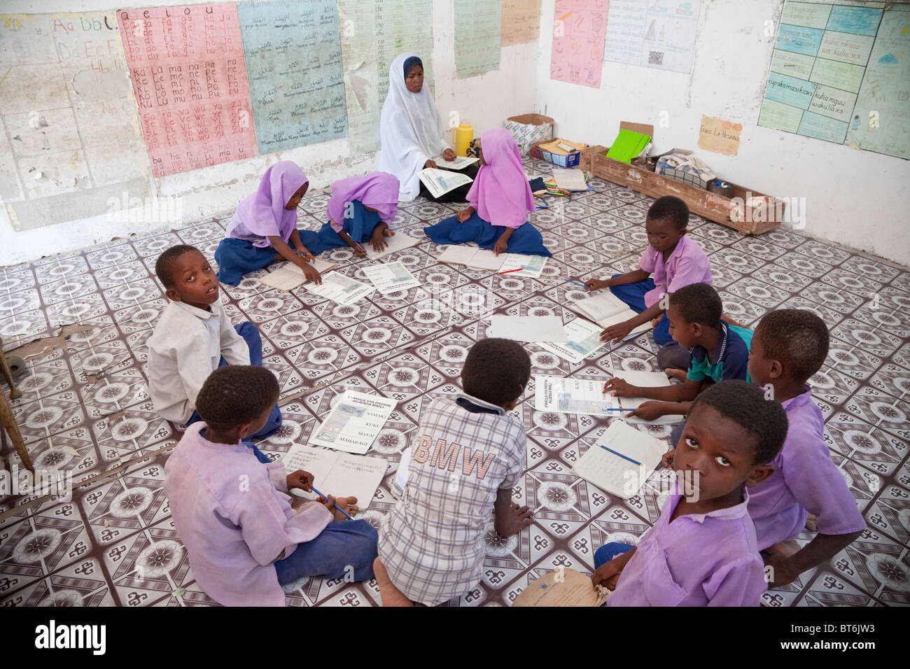 Jambiani, Zanzibar, Tanzania. Primary School Classroom with Students